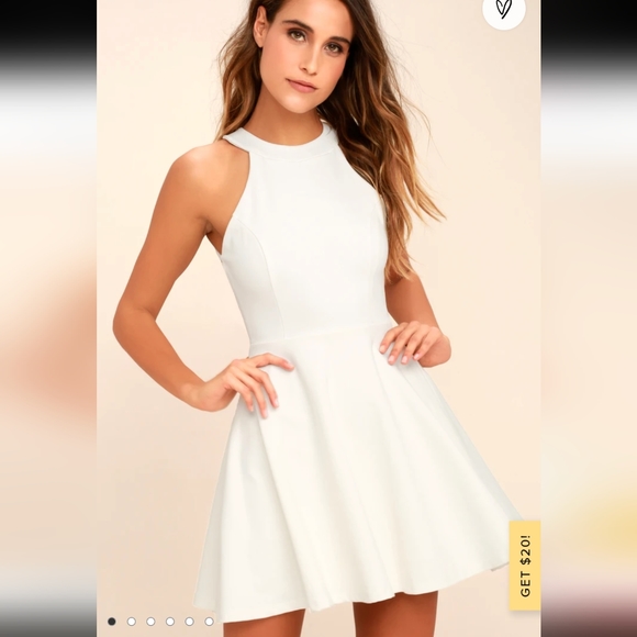 Lulu's Delightful Surprise Ivory Skater Dress  Small - Picture 2 of 11